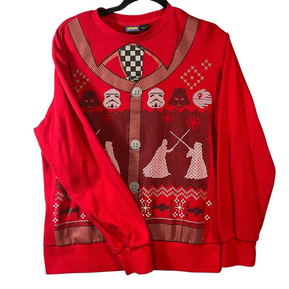 Star Wars Dark Side Darth Vader Imperial Red Christmas Ugly Sweater Size‎ Small